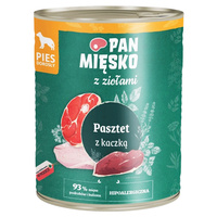 PAN MIĘSKO z Ziołami Karma mokra dla psa Pasztet Kaczka 800g