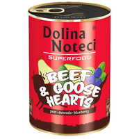 DOLINA NOTECI Superfood Karma mokra dla psa Wołowina Serca Gęsi 400g Bezzbożowa