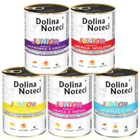 DOLINA NOTECI JUNIOR Karma mokra dla szczeniąt mix smaków 5 x 400g