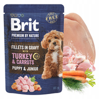 BRIT BY NATURE JUNIOR fileciki karma mokra dla psa Indyk 85g bezzbożowa