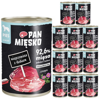 PAN MIĘSKO Karma mokra dla psa Wieprzowina Dzik 12 x 400g Bezzbożowa
