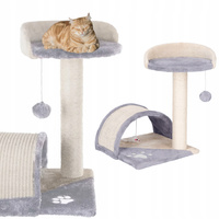 Drapak dla kota Gaczoo z podstawką i zabawką jasny szary 35 x 35 x 42 cm