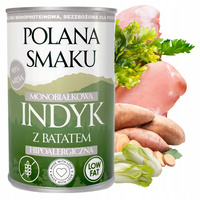 Mokra karma monobiałkowa dla psa Polana Smaku Indyk z batatem 400g