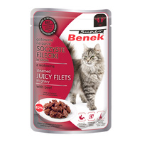 BENEK Karma mokra dla kota Fileciki w sosie Wołowina 85g