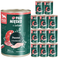 PAN MIĘSKO z Ziołami Karma mokra dla psa Pasztet Królik 12 x 400g