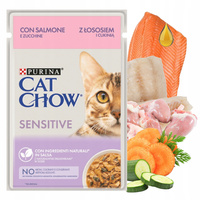 Mokra karma dla kota Purina Cat Chow Sensitive o smaku Łosoś z Cukinią w sosie 85g