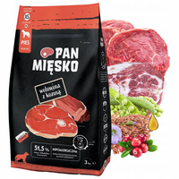 PAN MIĘSKO Karma sucha dla psa Wołowina Kozina CHRUPKI XS 3 kg