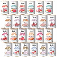 BRIT MONO PROTEIN Karma mokra dla psa MIX Smaków 24 x 400g Monobiałkowa bezzbożowa