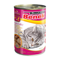 BENEK Chunks Karma mokra dla kota Wołowina 415g