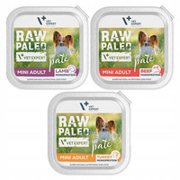 RAW PALEO PATE Mini Adult Mix Smaków karma dla psa mokra 3 x 150g bez zbóż