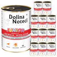 DOLINA NOTECI JUNIOR Karma mokra dla szczeniąt Serca 12 x 400g