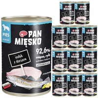 PAN MIĘSKO Karma mokra dla psa Indyk Dorsz 12 x 400g Bezzbożowa