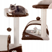 Drapak dla kota Gaczoo z podstawką i zabawką brązowy 35 x 35 x 42 cm