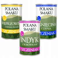 Mokra karma monobiałkowa dla szczeniąt Polana Smaku Junior 3 x 400g mix smaków