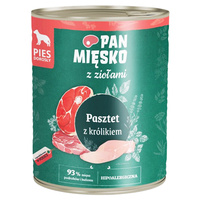 PAN MIĘSKO z Ziołami Karma mokra dla psa Pasztet Królik 800g